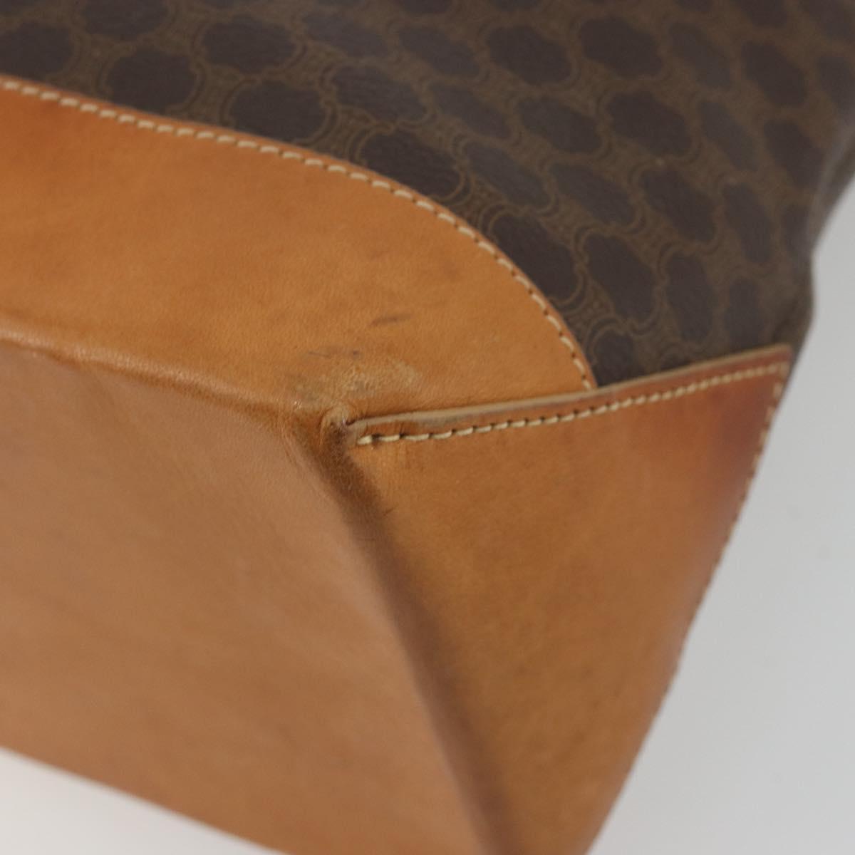 CELINE Macadam Tote Bag PVC Leather Brown Gold Tone Auth ep15259