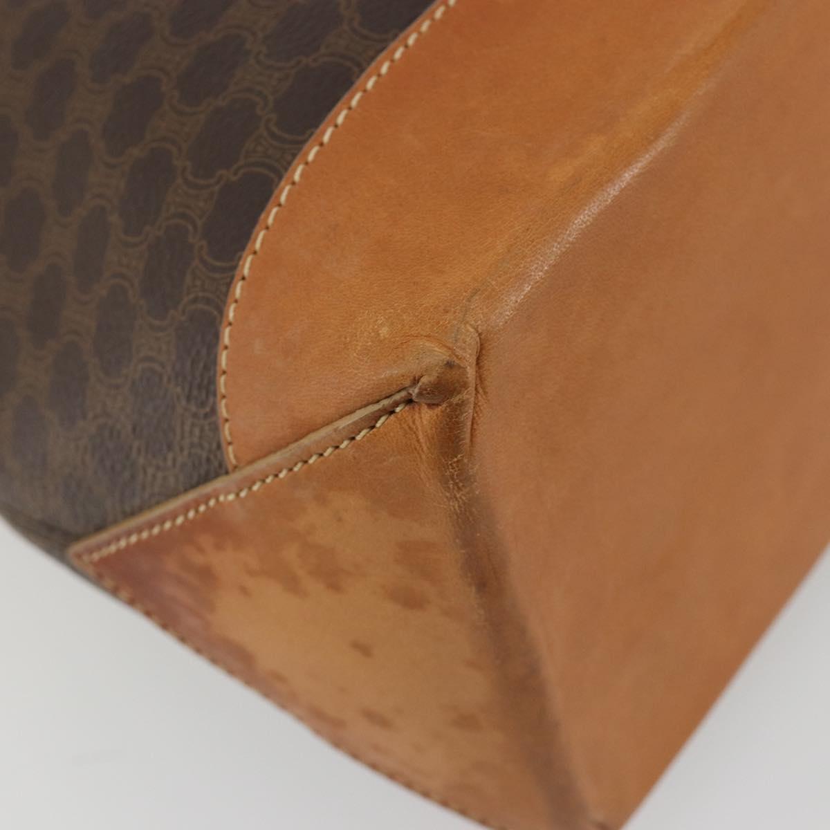CELINE Macadam Tote Bag PVC Leather Brown Gold Tone Auth ep15259
