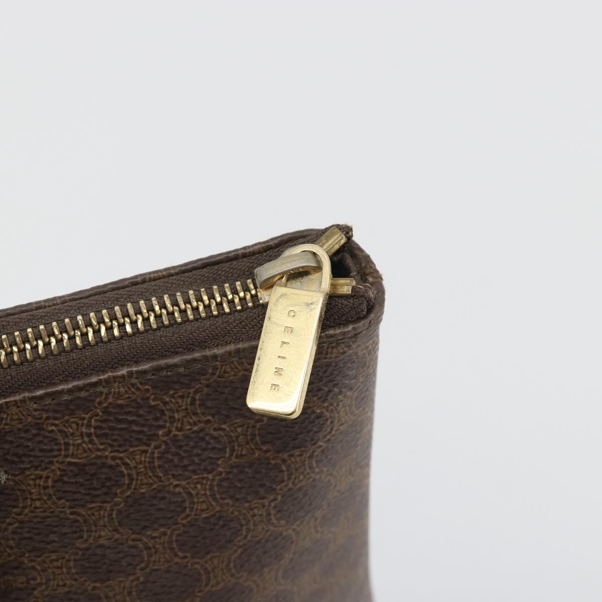 CELINE Macadam Tote Bag PVC Leather Brown Gold Tone Auth ep15259