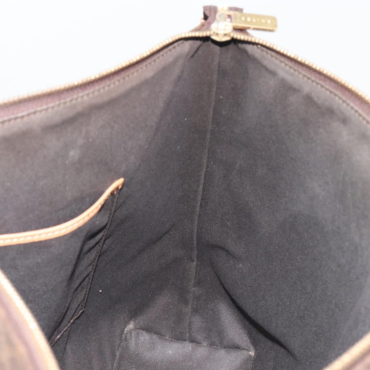 CELINE Macadam Tote Bag PVC Leather Brown Gold Tone Auth ep15259