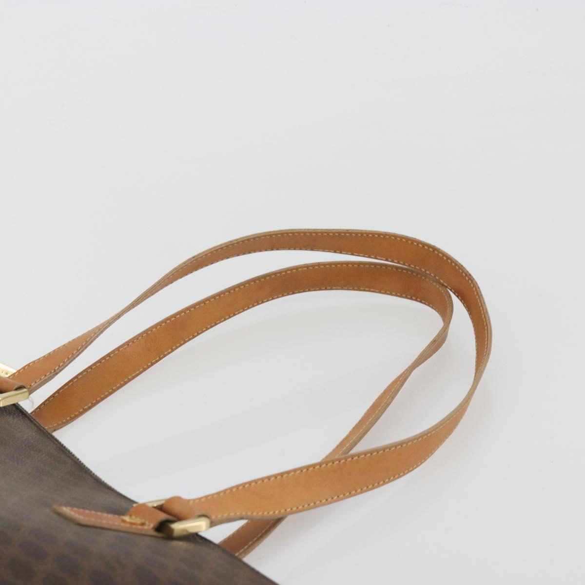 CELINE Macadam Tote Bag PVC Leather Brown Gold Tone Auth ep15259