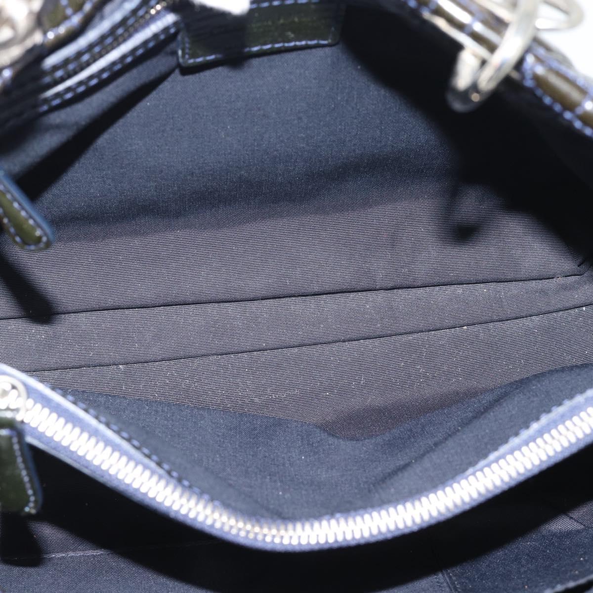 Christian Dior Canage Hand Bag Patent Navy Silver Auth ep15260