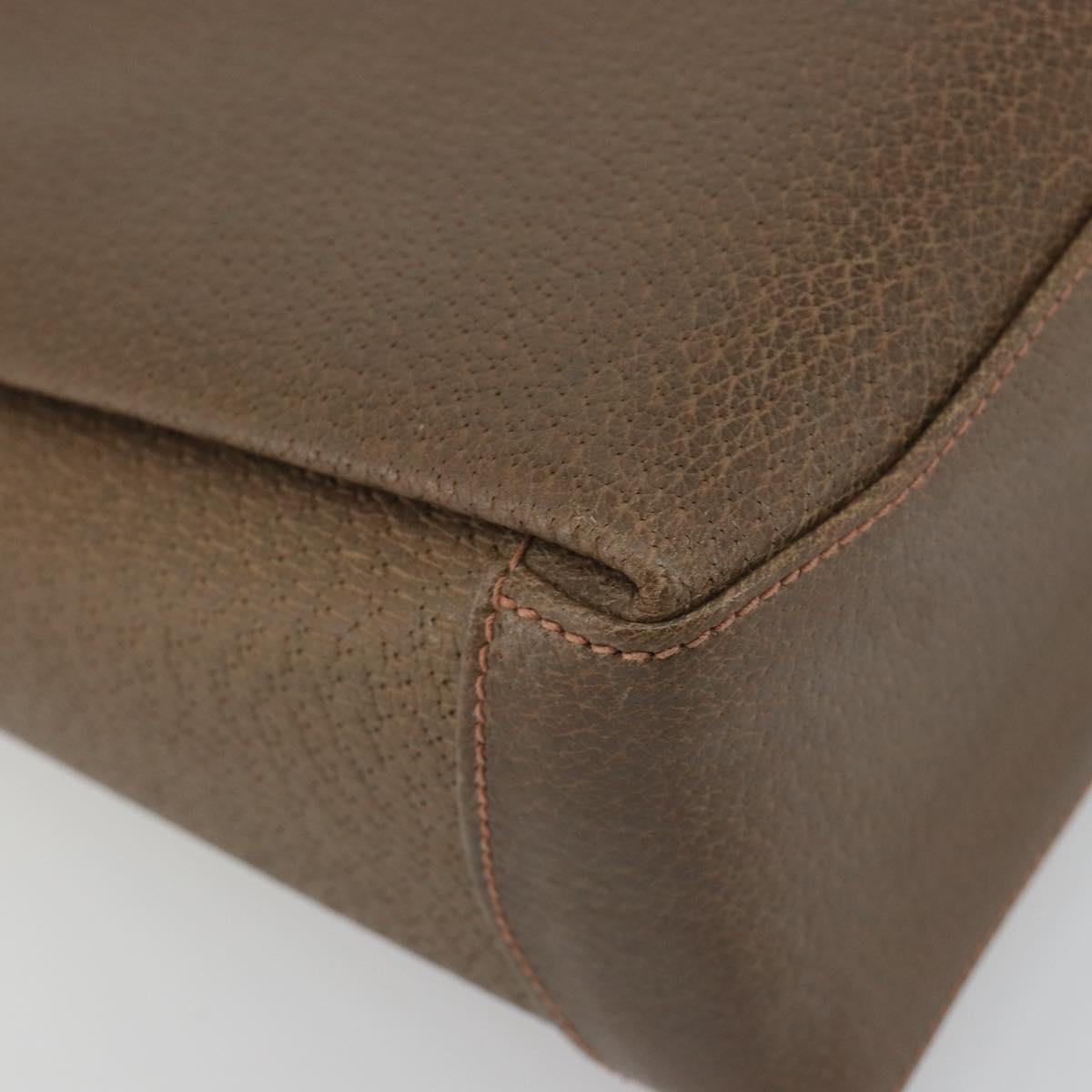 GUCCI Hand Bag Leather Brown Gold Tone Auth ep15262A