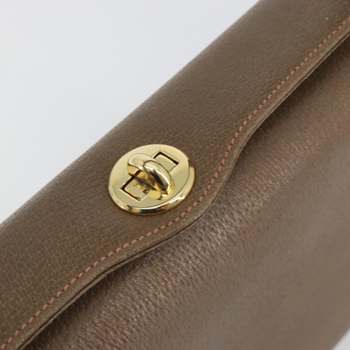 GUCCI Hand Bag Leather Brown Gold Tone Auth ep15262A