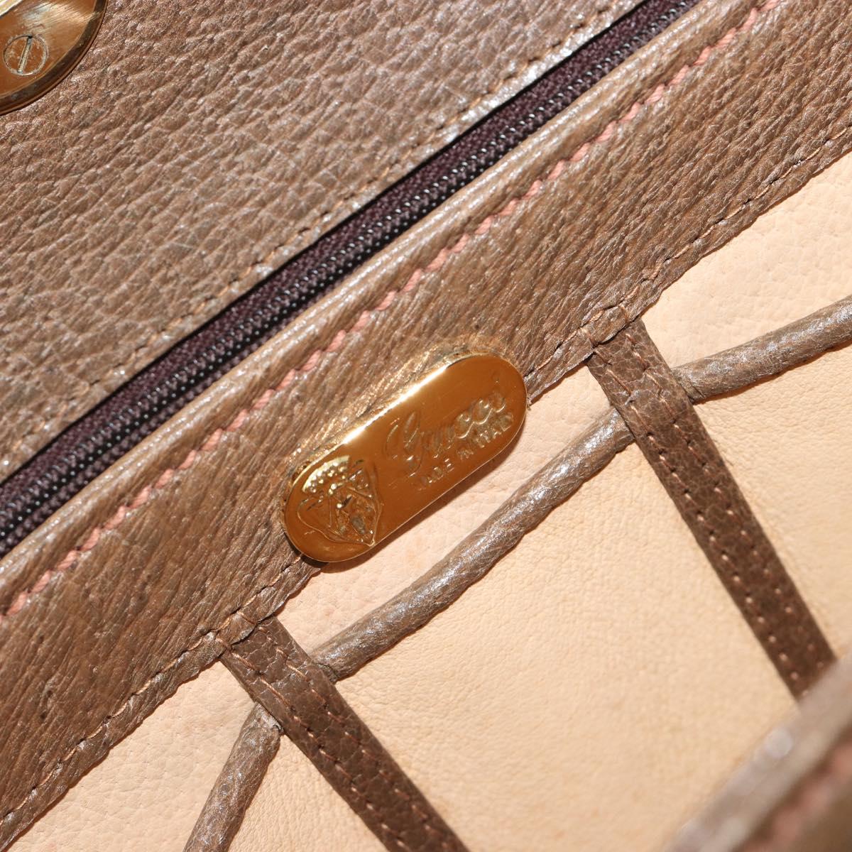 GUCCI Hand Bag Leather Brown Gold Tone Auth ep15262A