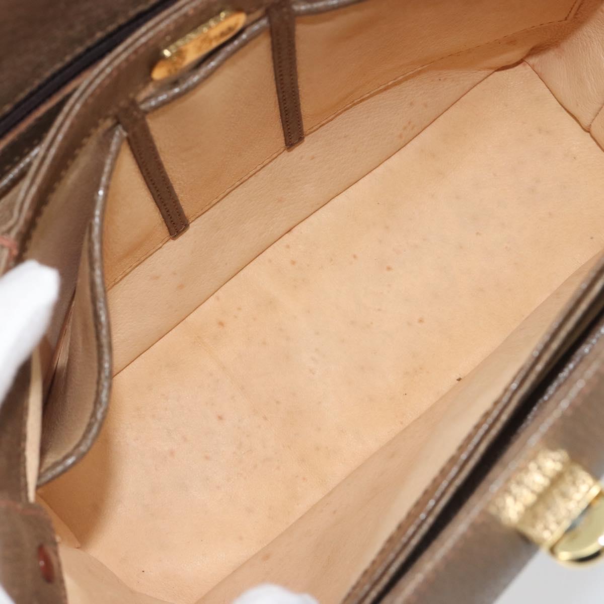 GUCCI Hand Bag Leather Brown Gold Tone Auth ep15262A