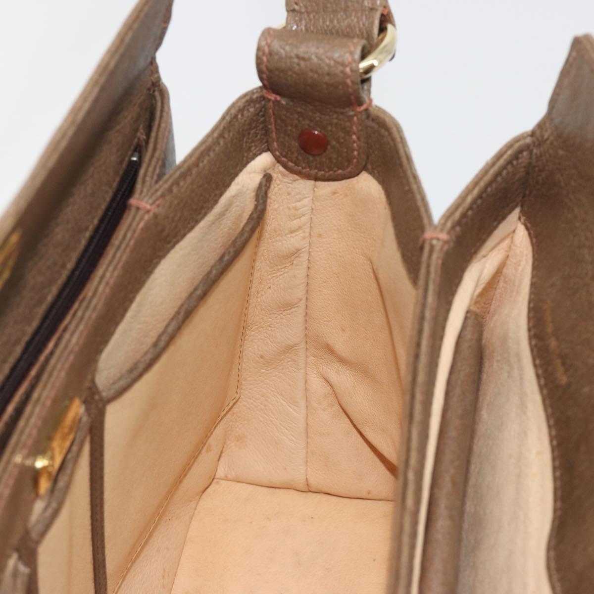 GUCCI Hand Bag Leather Brown Gold Tone Auth ep15262A