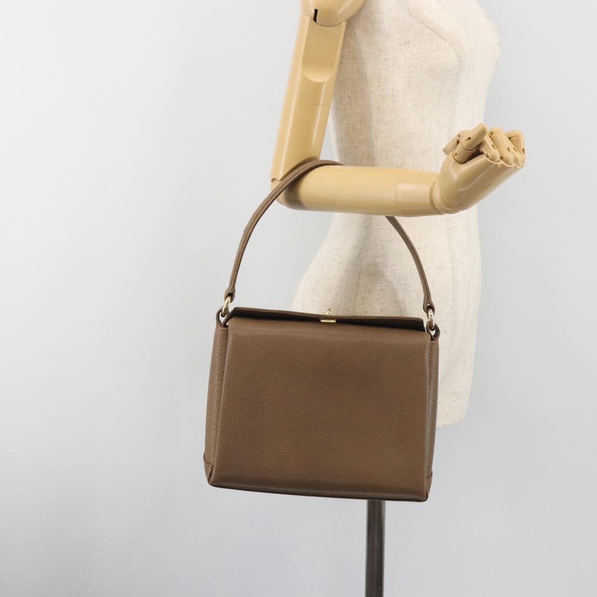 GUCCI Hand Bag Leather Brown Gold Tone Auth ep15262A