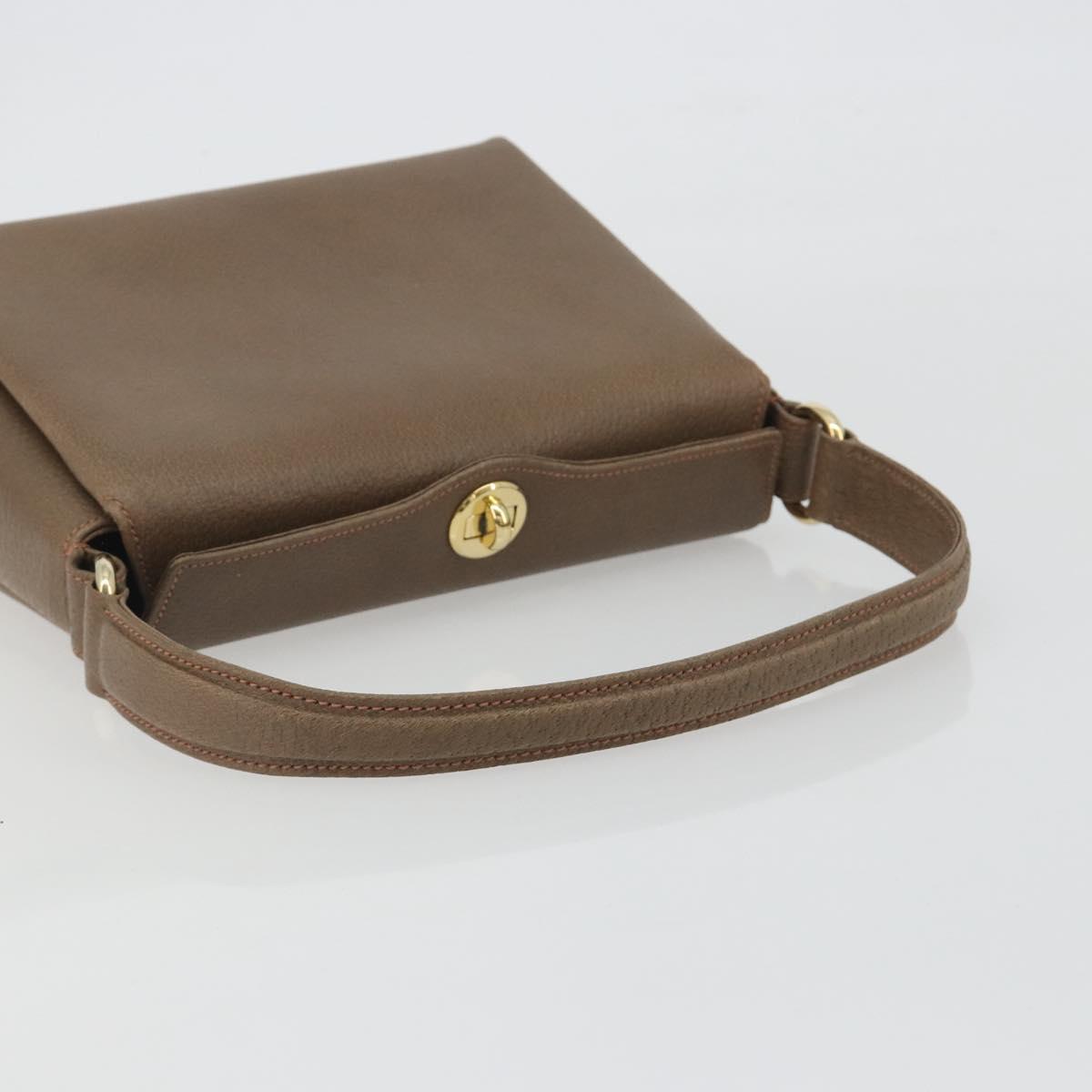 GUCCI Hand Bag Leather Brown Gold Tone Auth ep15262A