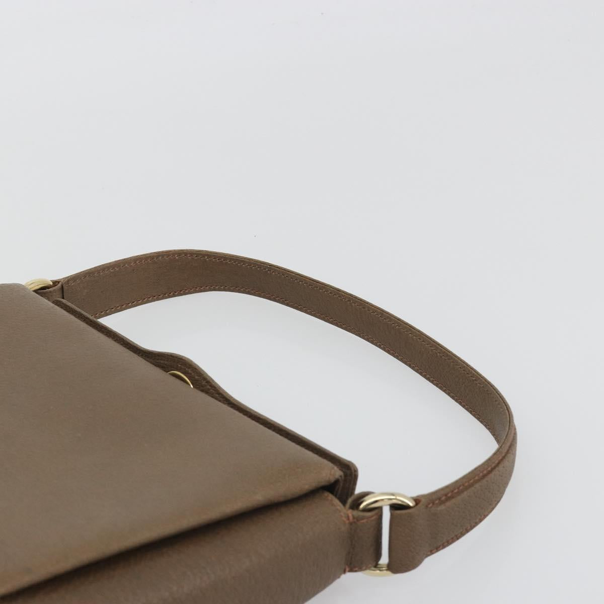 GUCCI Hand Bag Leather Brown Gold Tone Auth ep15262A