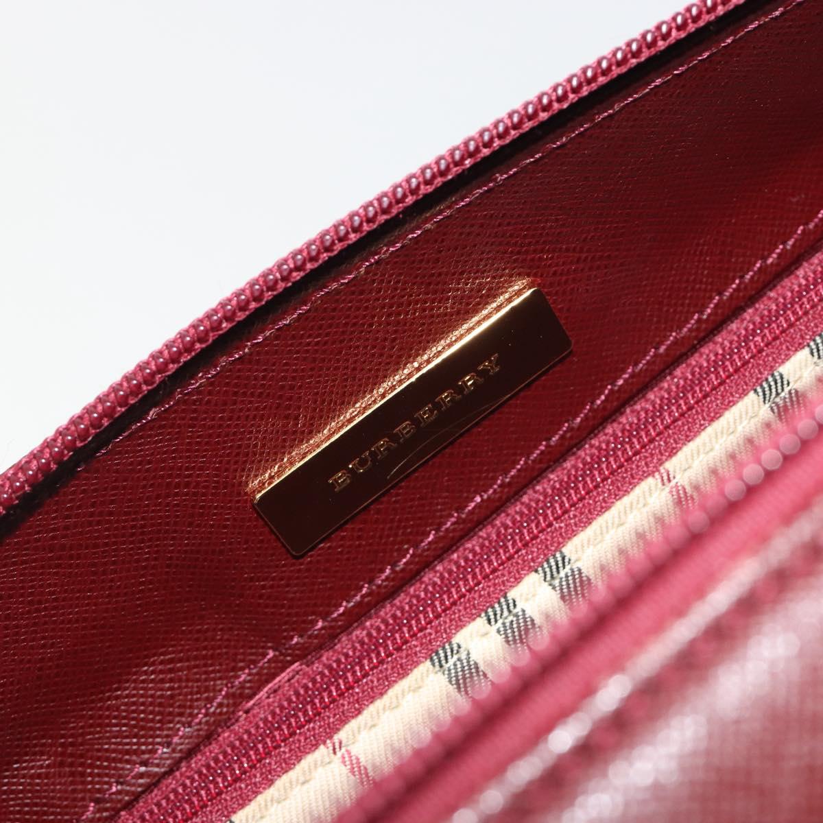 BURBERRY Hand Bag Leather Bordeaux Gold Tone Auth ep15263