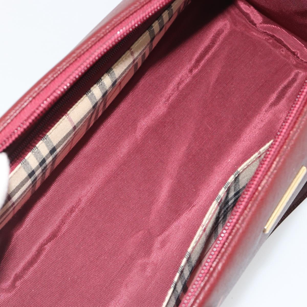 BURBERRY Hand Bag Leather Bordeaux Gold Tone Auth ep15263