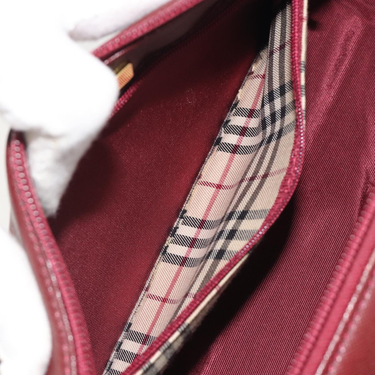 BURBERRY Hand Bag Leather Bordeaux Gold Tone Auth ep15263