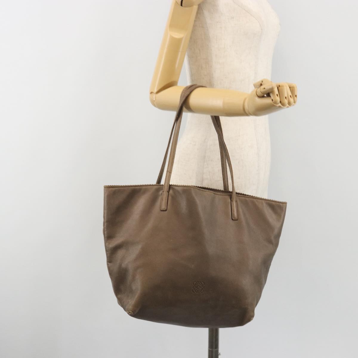 LOEWE Tote Bag Leather Brown Auth ep15264