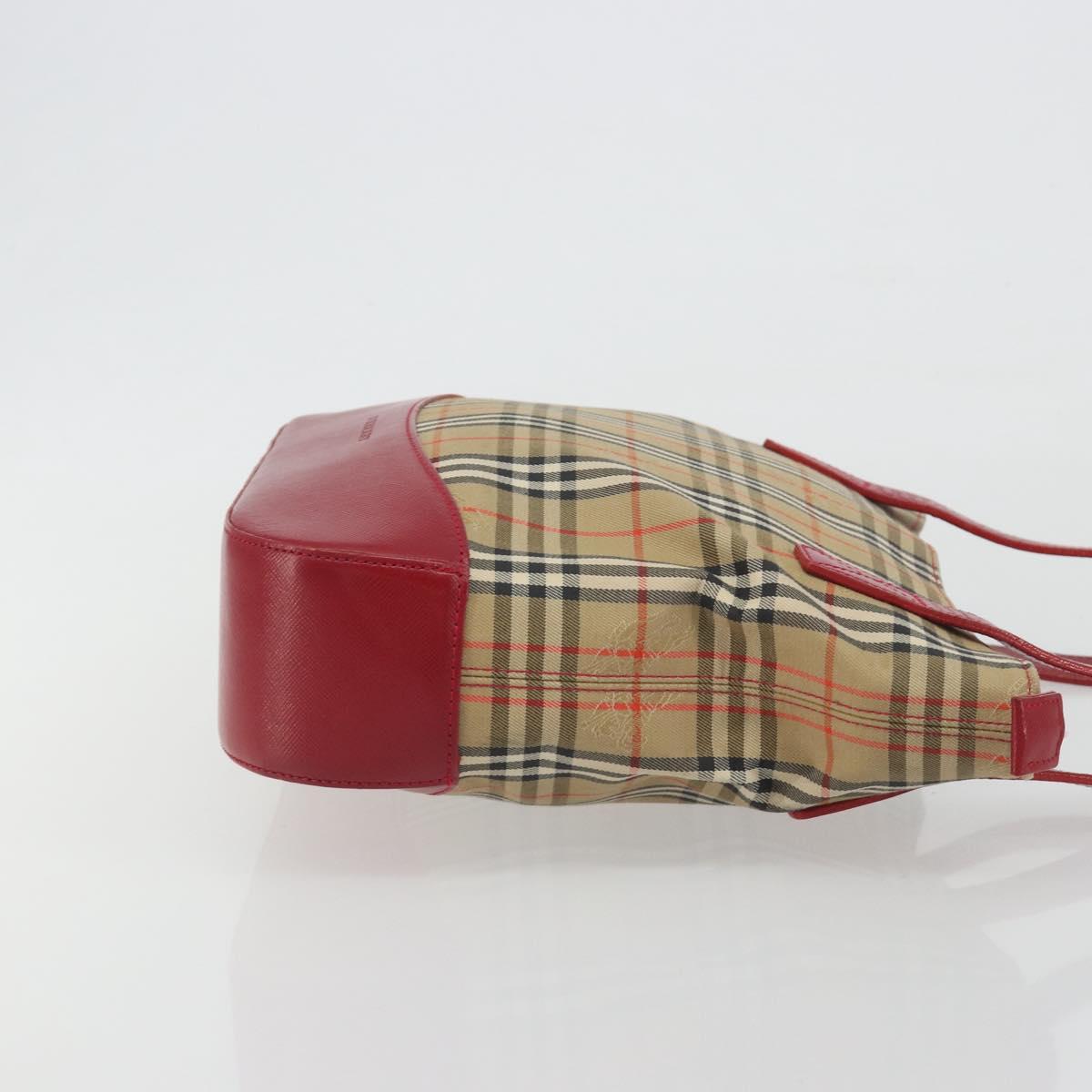 BURBERRY Nova Check Hand Bag Canvas Beige Red Auth ep15265