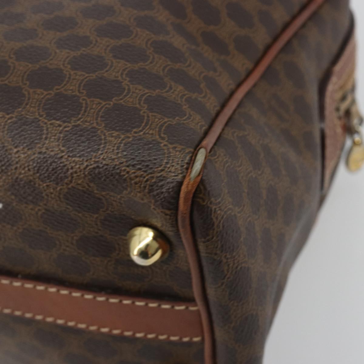 CELINE Macadam Hand Bag PVC Leather Brown Gold Tone Auth ep15266