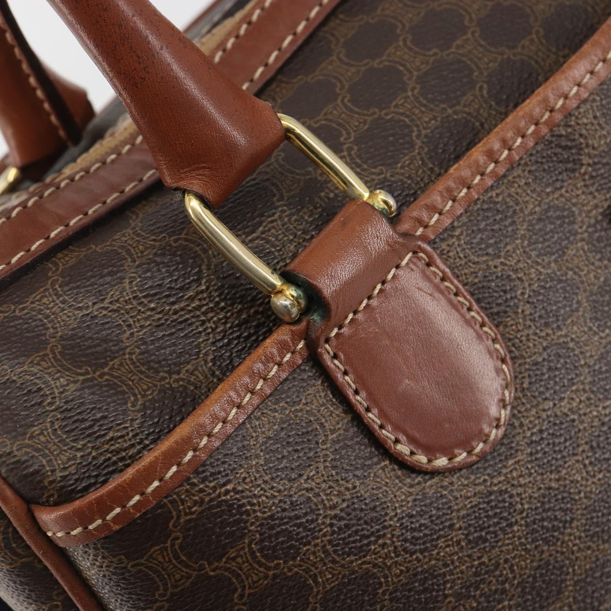CELINE Macadam Hand Bag PVC Leather Brown Gold Tone Auth ep15266