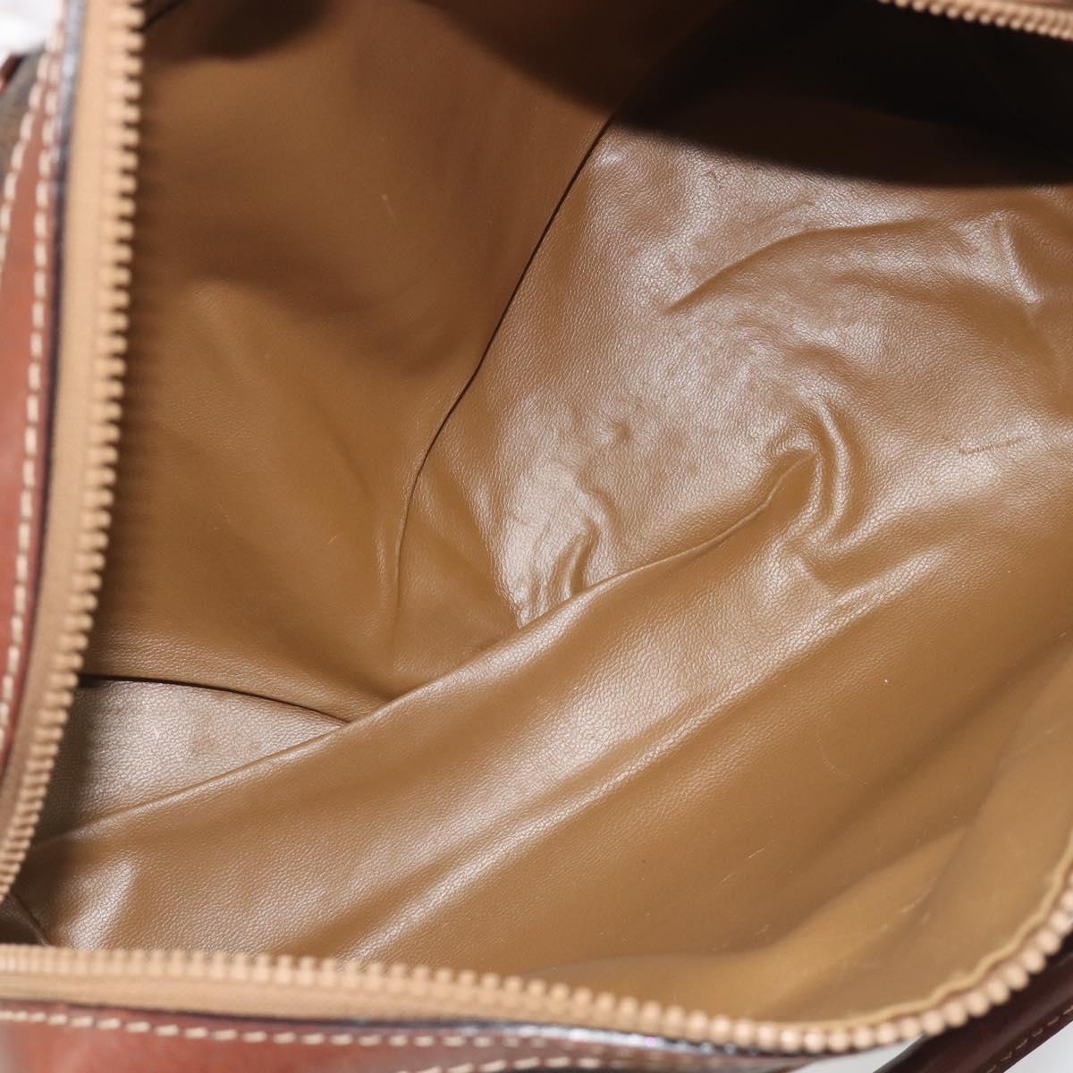 CELINE Macadam Hand Bag PVC Leather Brown Gold Tone Auth ep15266