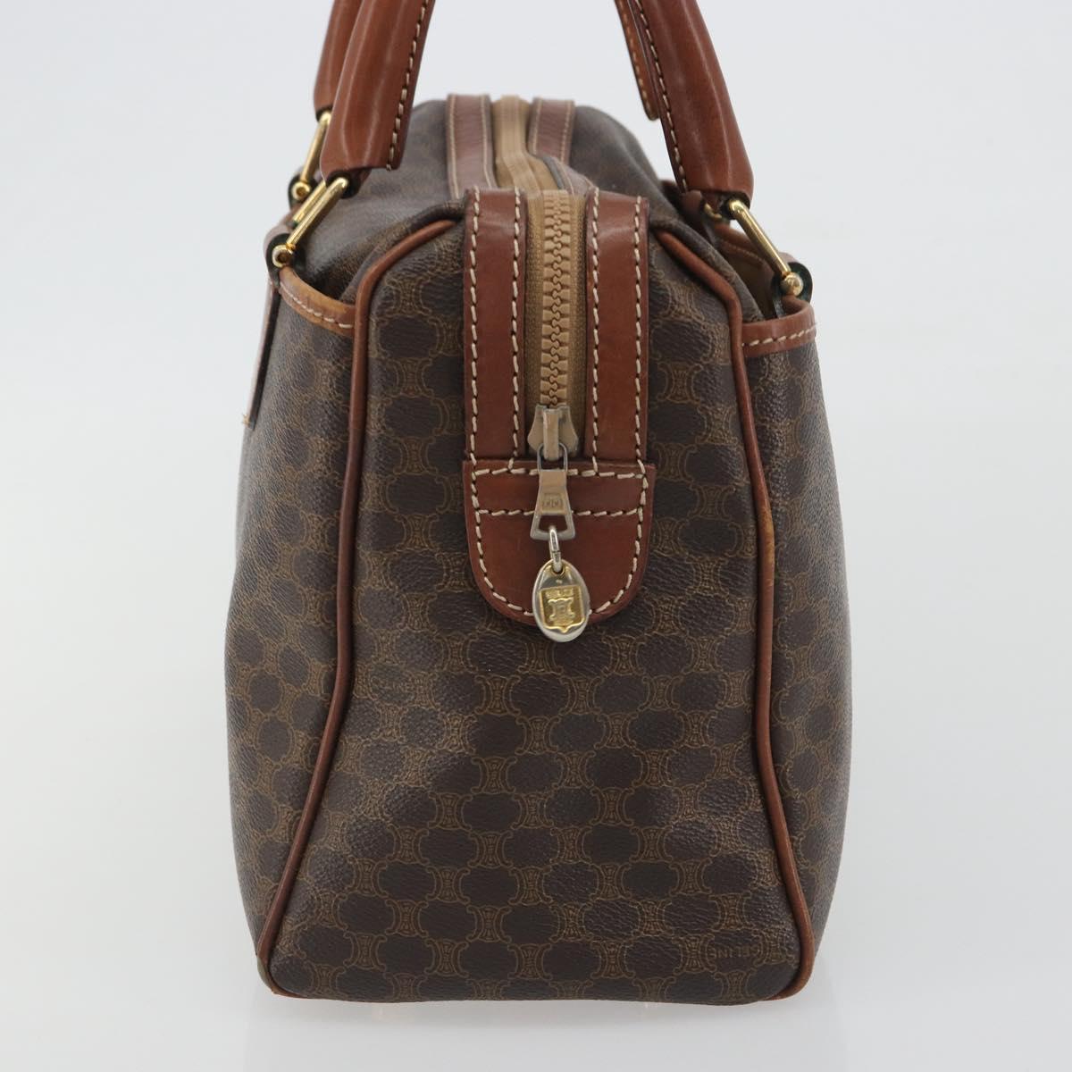 CELINE Macadam Hand Bag PVC Leather Brown Gold Tone Auth ep15266