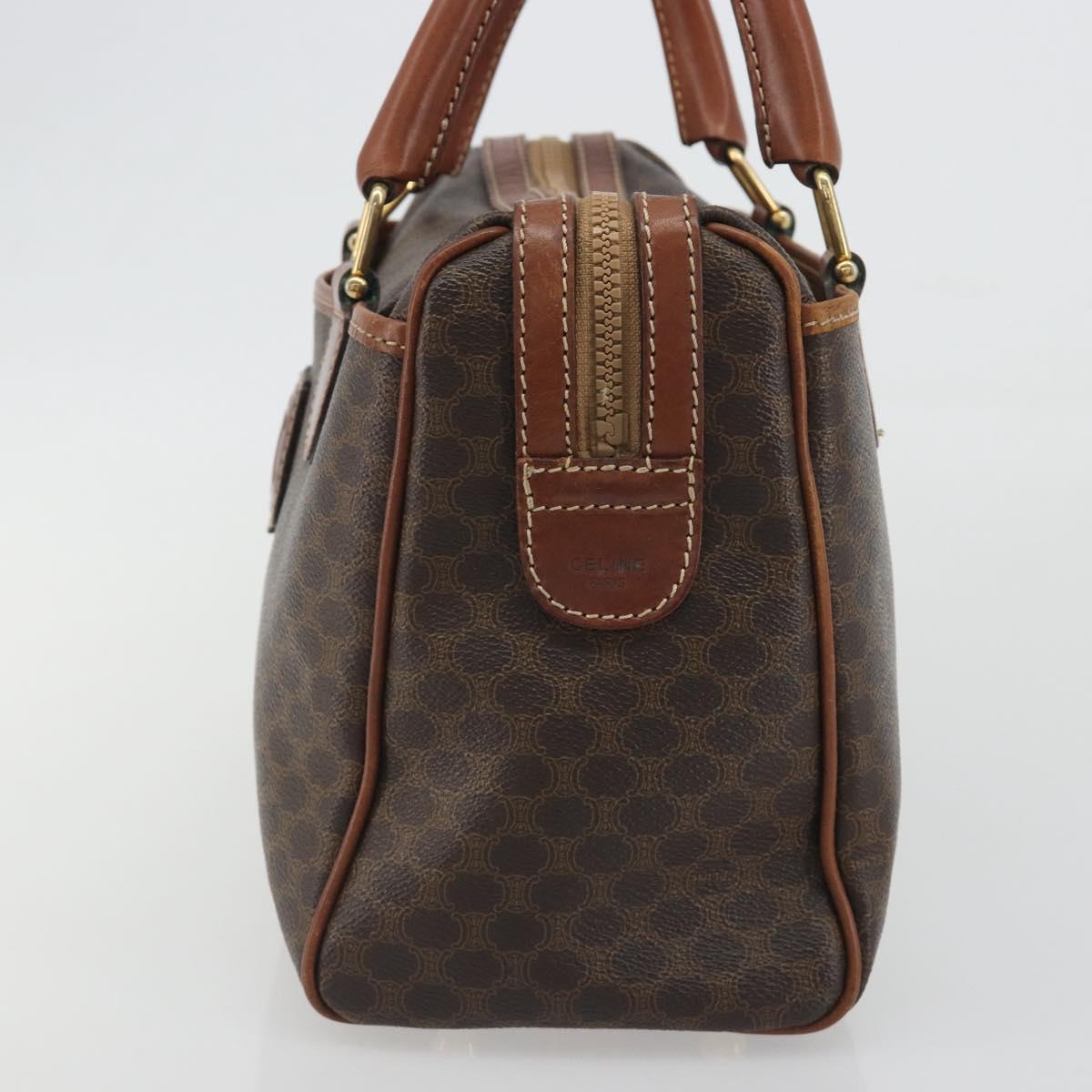 CELINE Macadam Hand Bag PVC Leather Brown Gold Tone Auth ep15266