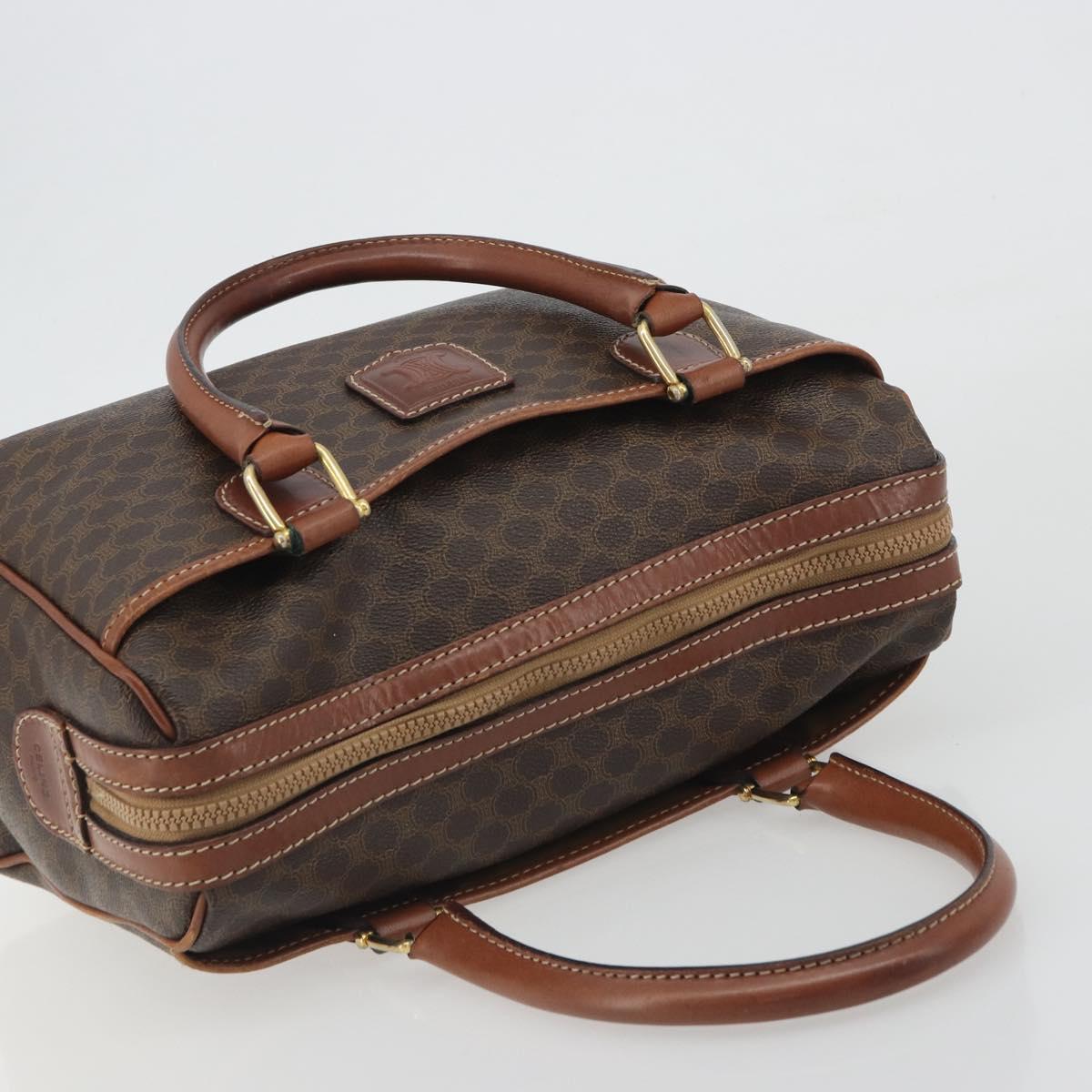 CELINE Macadam Hand Bag PVC Leather Brown Gold Tone Auth ep15266