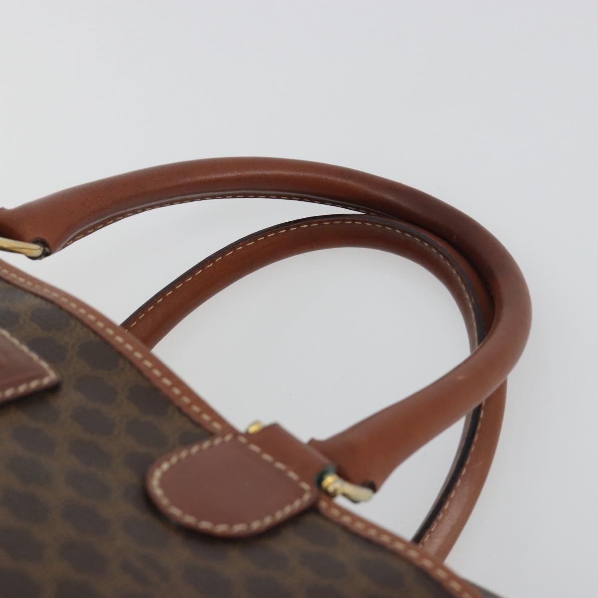 CELINE Macadam Hand Bag PVC Leather Brown Gold Tone Auth ep15266