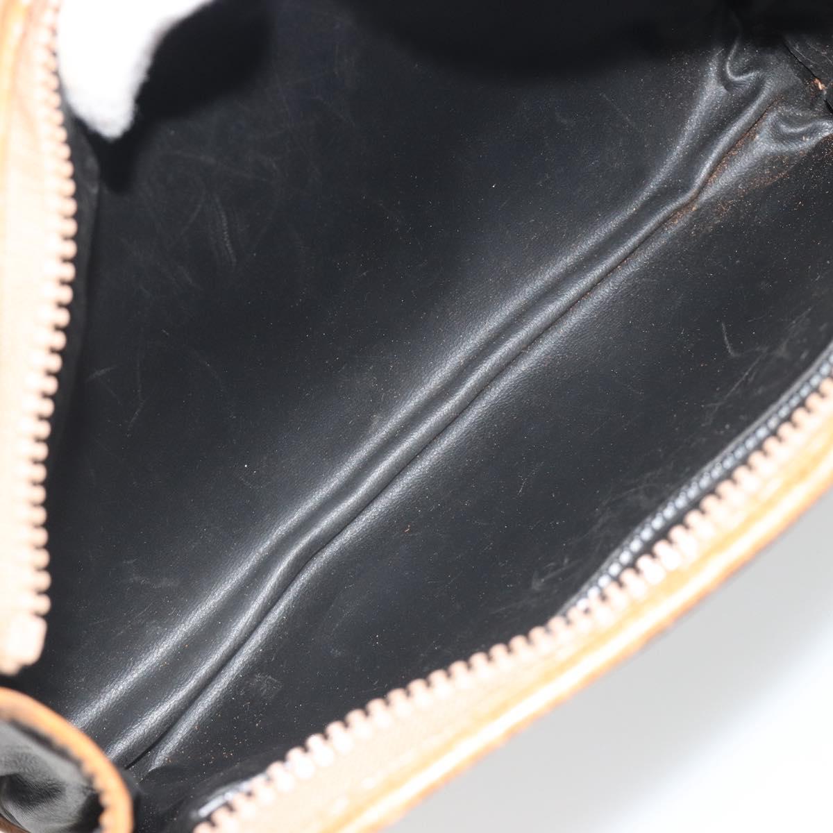 CELINE Clutch Bag Leather Black Gold Tone Auth ep15267