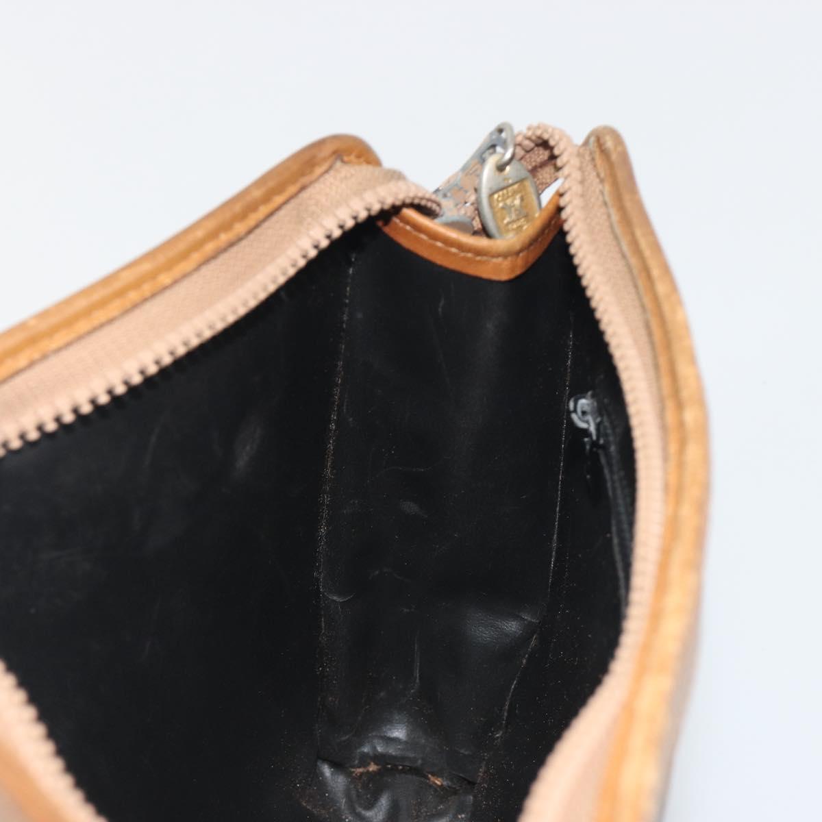 CELINE Clutch Bag Leather Black Gold Tone Auth ep15267