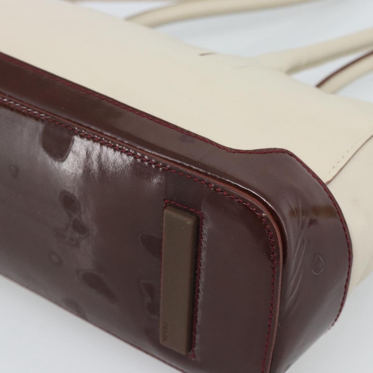 PRADA Hand Bag Leather White Silver Auth ep15268