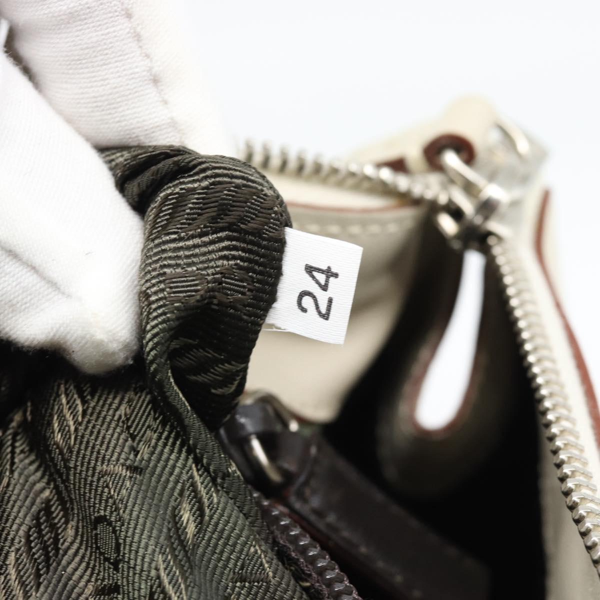 PRADA Hand Bag Leather White Silver Auth ep15268