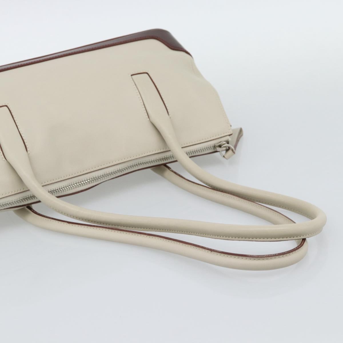 PRADA Hand Bag Leather White Silver Auth ep15268
