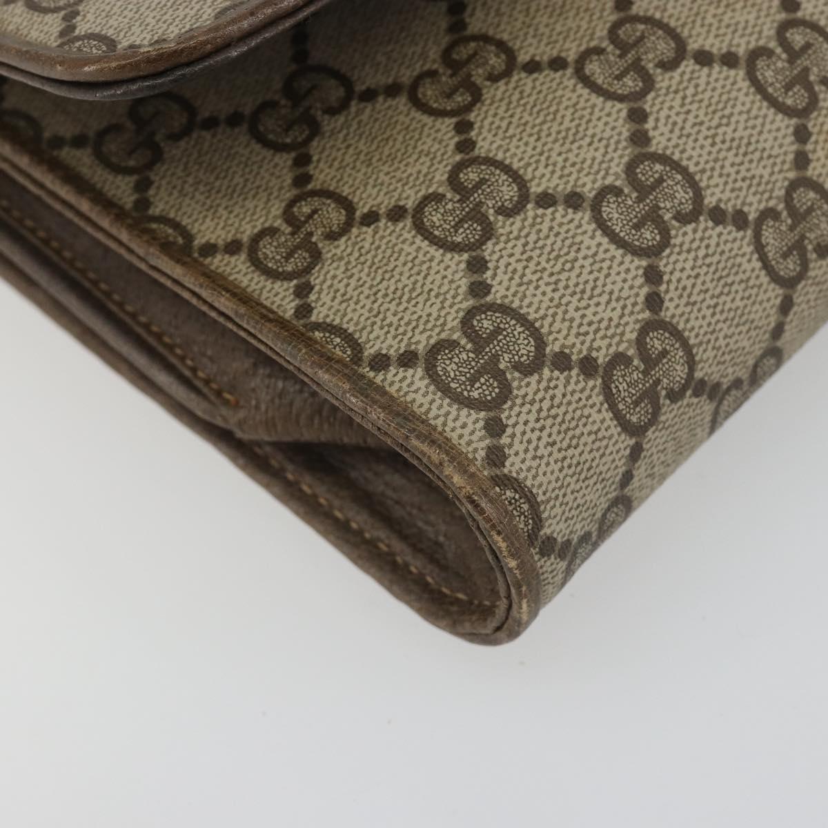 GUCCI GG Supreme Shoulder Bag PVC Leather Beige Gold Tone Auth ep15270