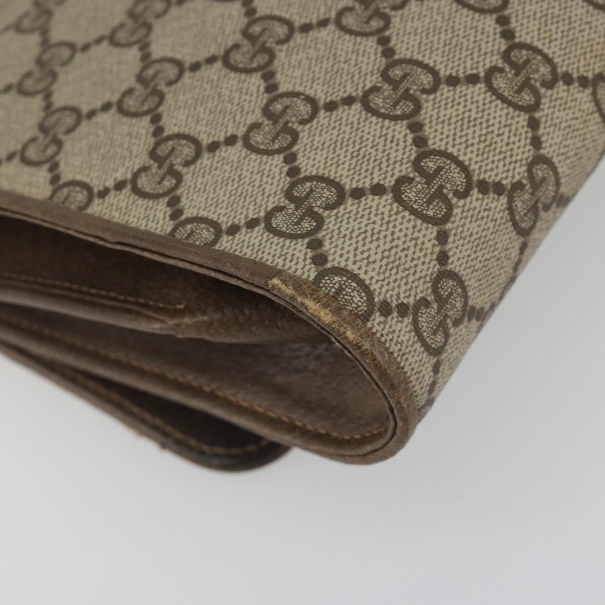 GUCCI GG Supreme Shoulder Bag PVC Leather Beige Gold Tone Auth ep15270