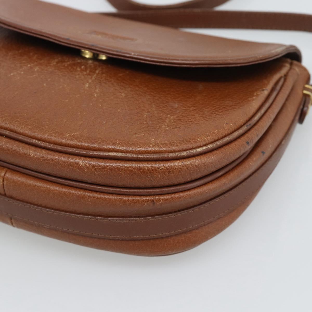 Burberrys Shoulder Bag Leather Brown Gold Tone Auth ep15272