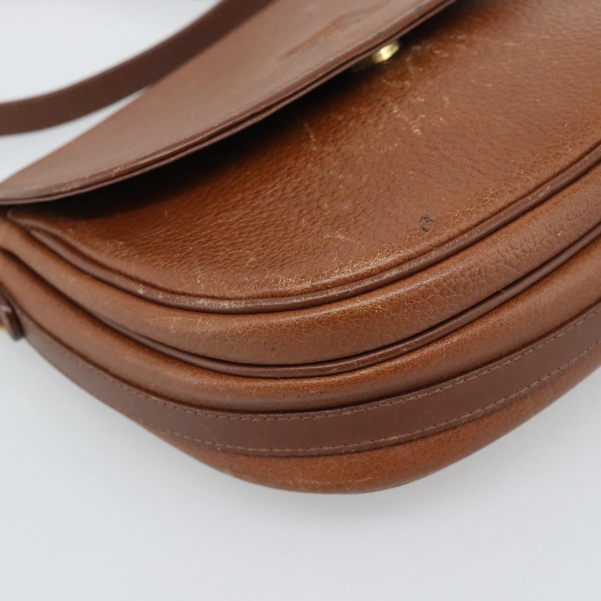 Burberrys Shoulder Bag Leather Brown Gold Tone Auth ep15272