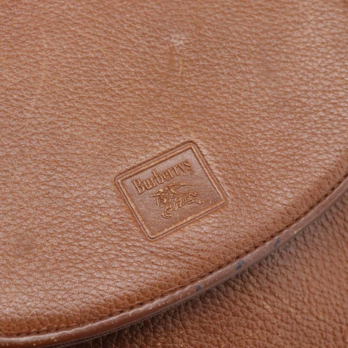 Burberrys Shoulder Bag Leather Brown Gold Tone Auth ep15272