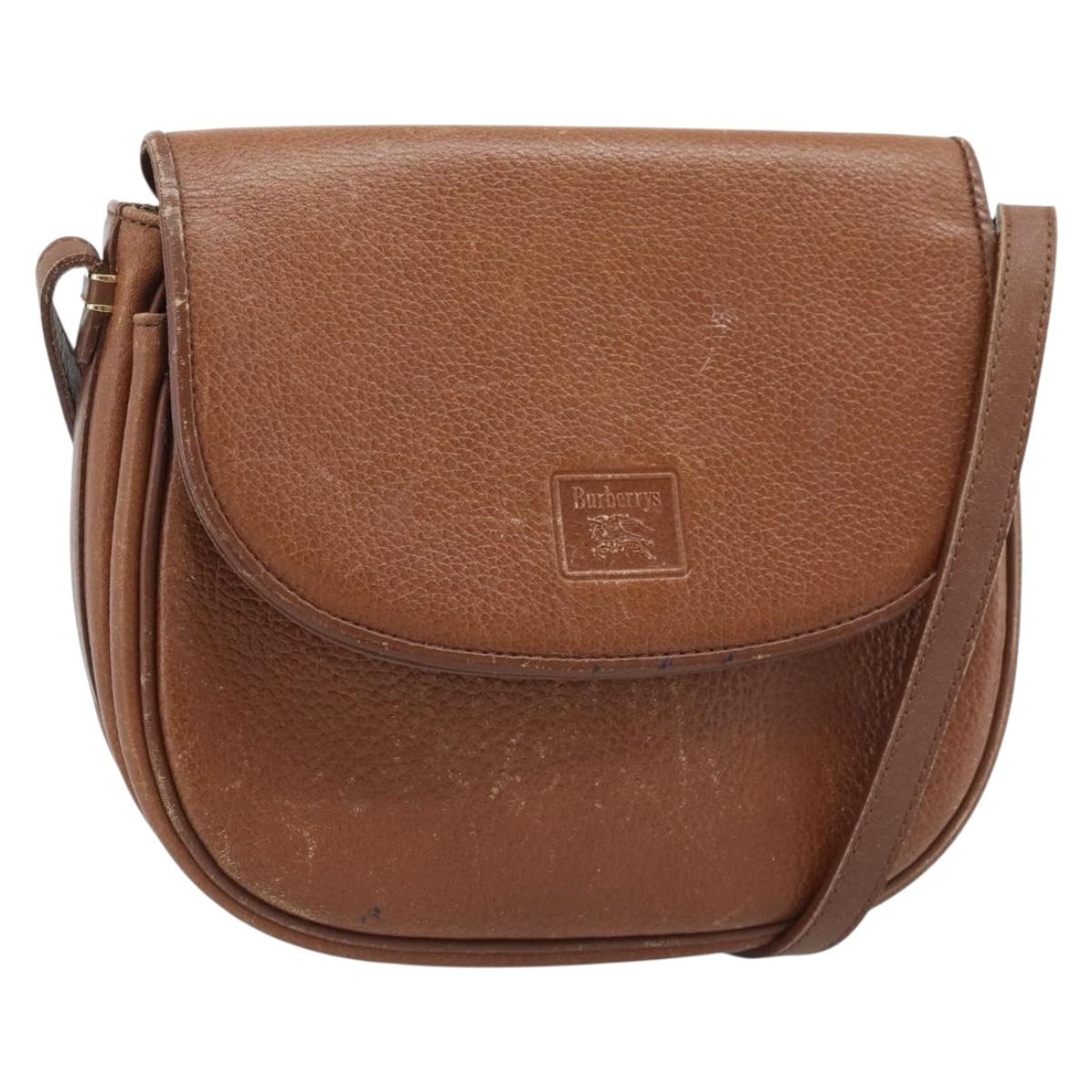 Burberrys Shoulder Bag Leather Brown Gold Tone Auth ep15272