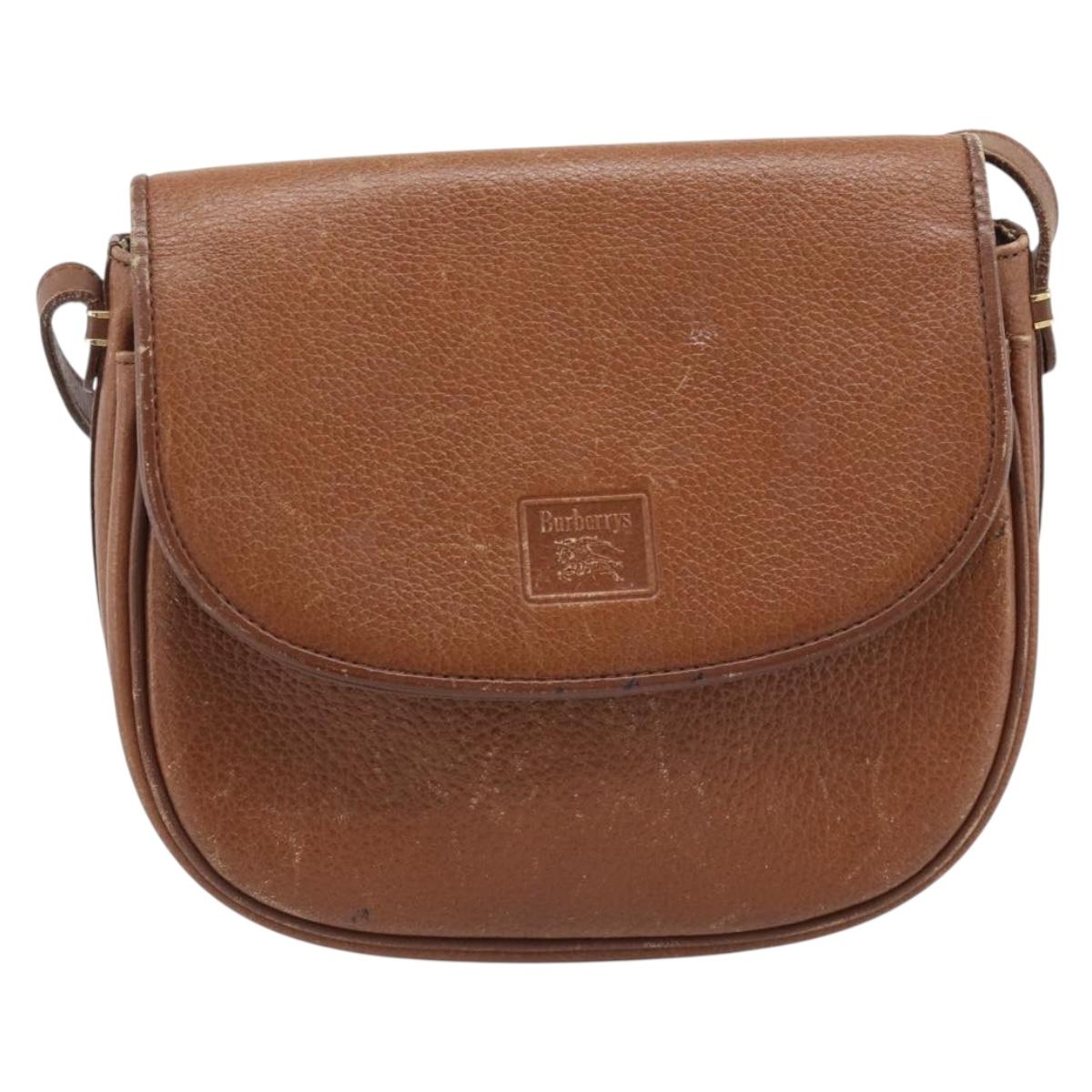 Burberrys Shoulder Bag Leather Brown Gold Tone Auth ep15272