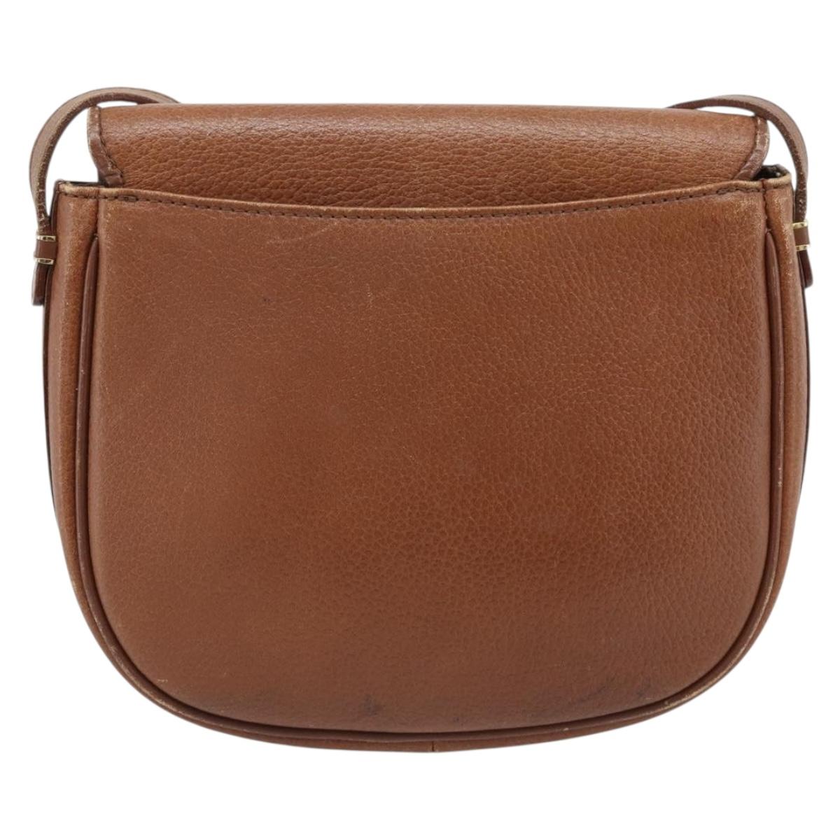 Burberrys Shoulder Bag Leather Brown Gold Tone Auth ep15272