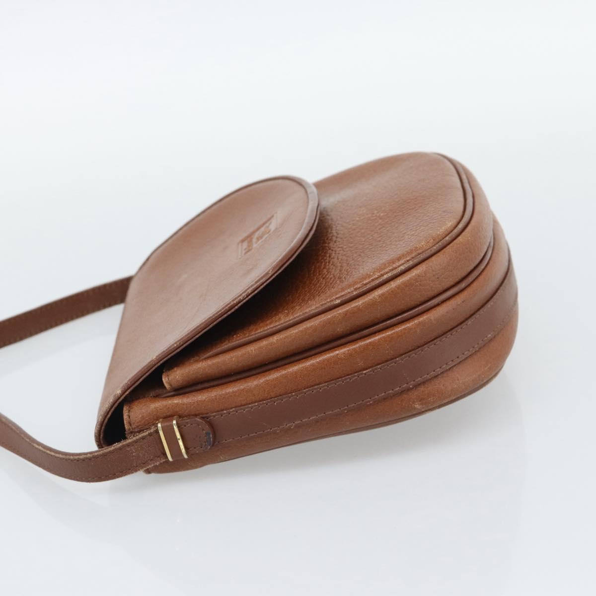 Burberrys Shoulder Bag Leather Brown Gold Tone Auth ep15272