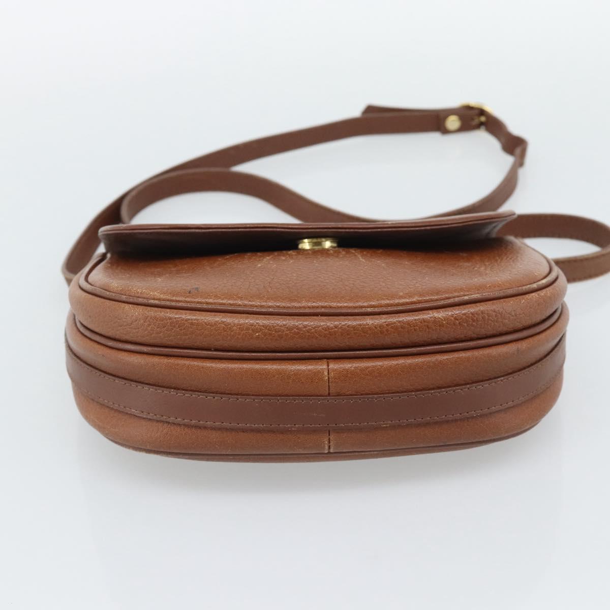 Burberrys Shoulder Bag Leather Brown Gold Tone Auth ep15272