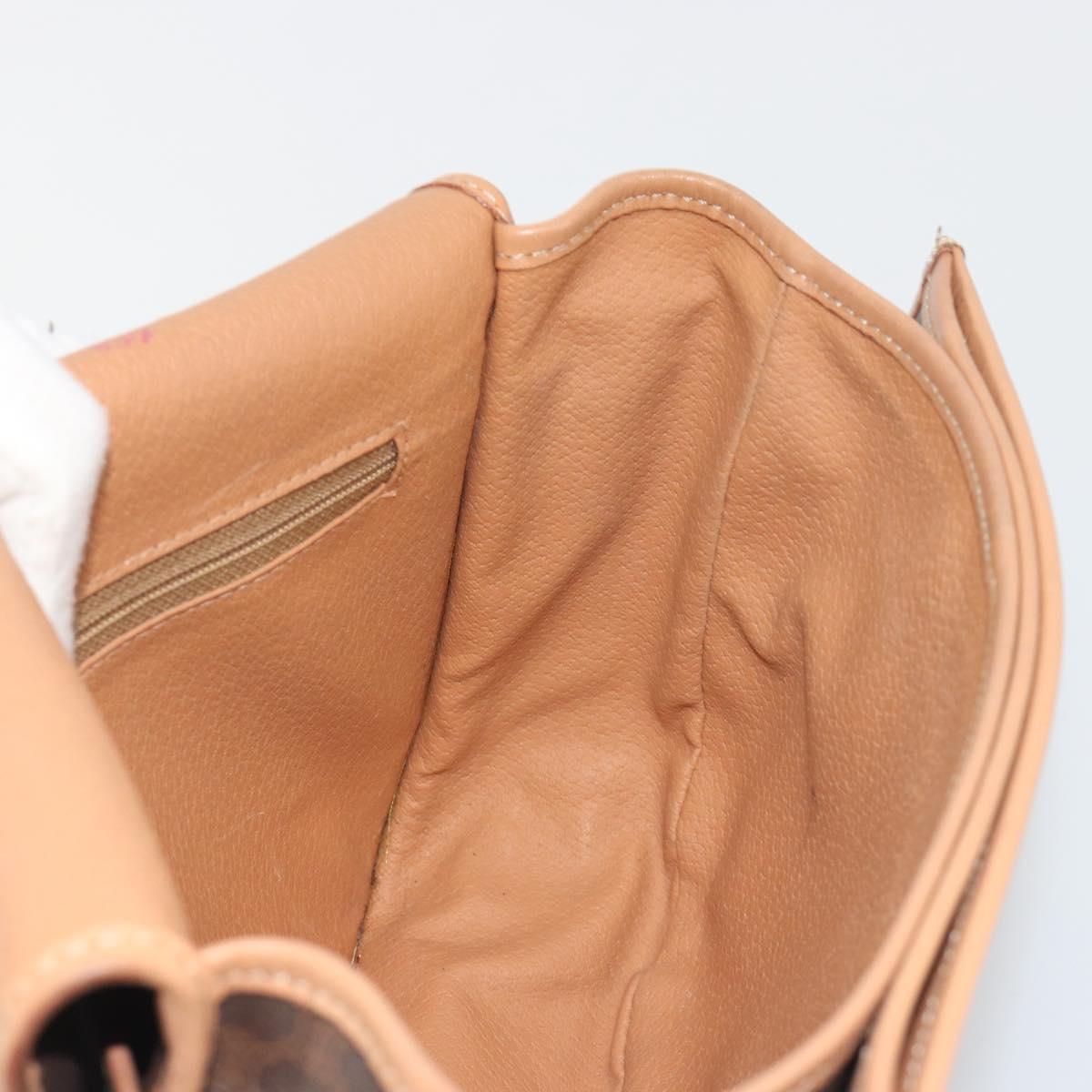 CELINE Macadam Shoulder Bag PVC Leather Brown Gold Tone Auth ep15274