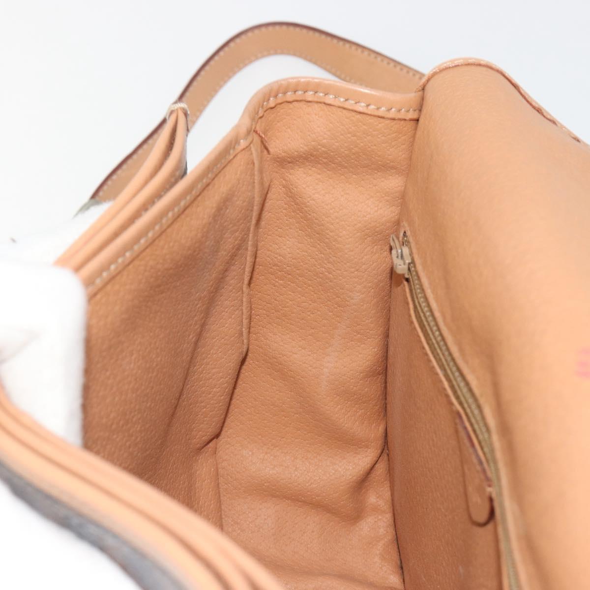 CELINE Macadam Shoulder Bag PVC Leather Brown Gold Tone Auth ep15274