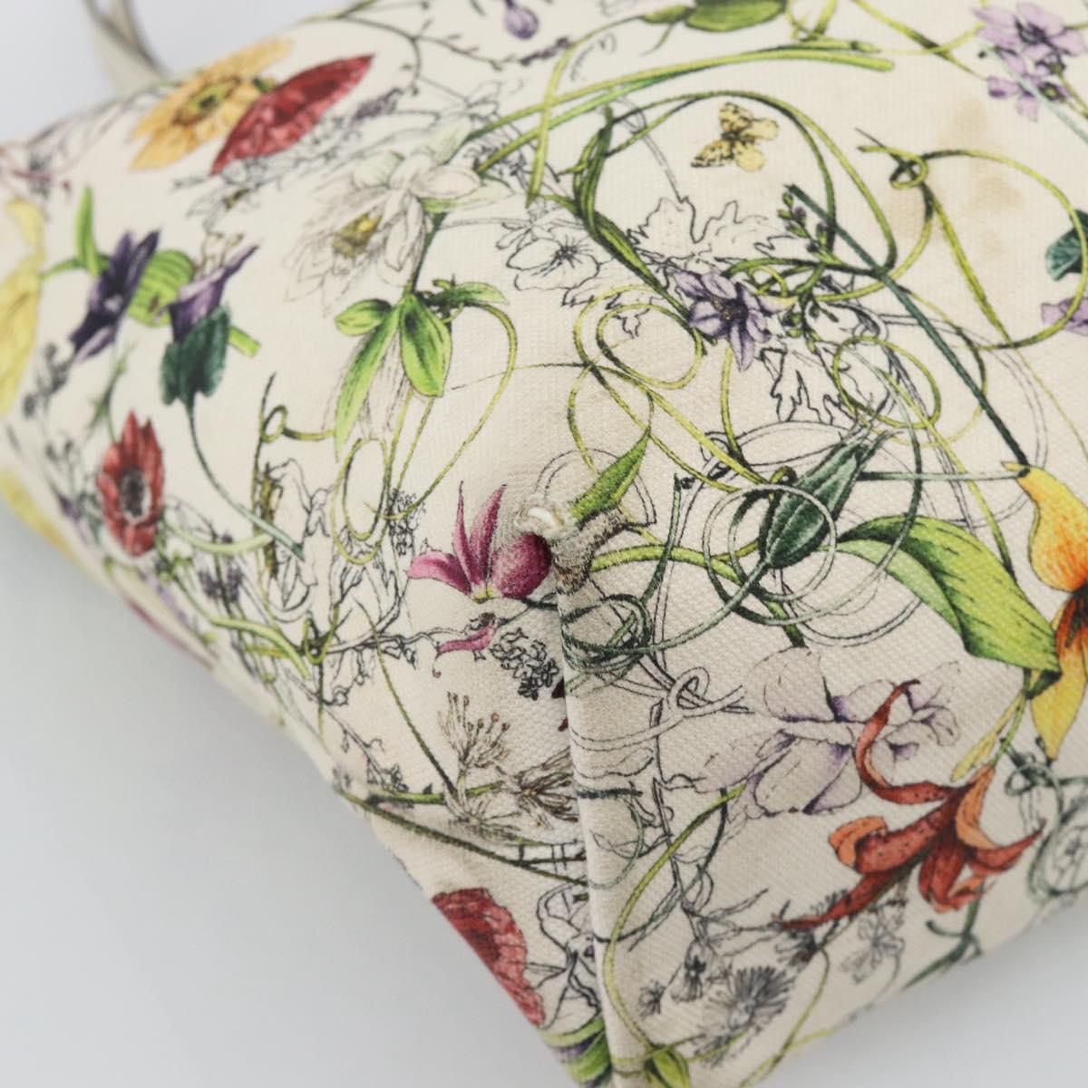 GUCCI Flora Tote Bag Canvas White Multicolor 295252 Auth ep15276