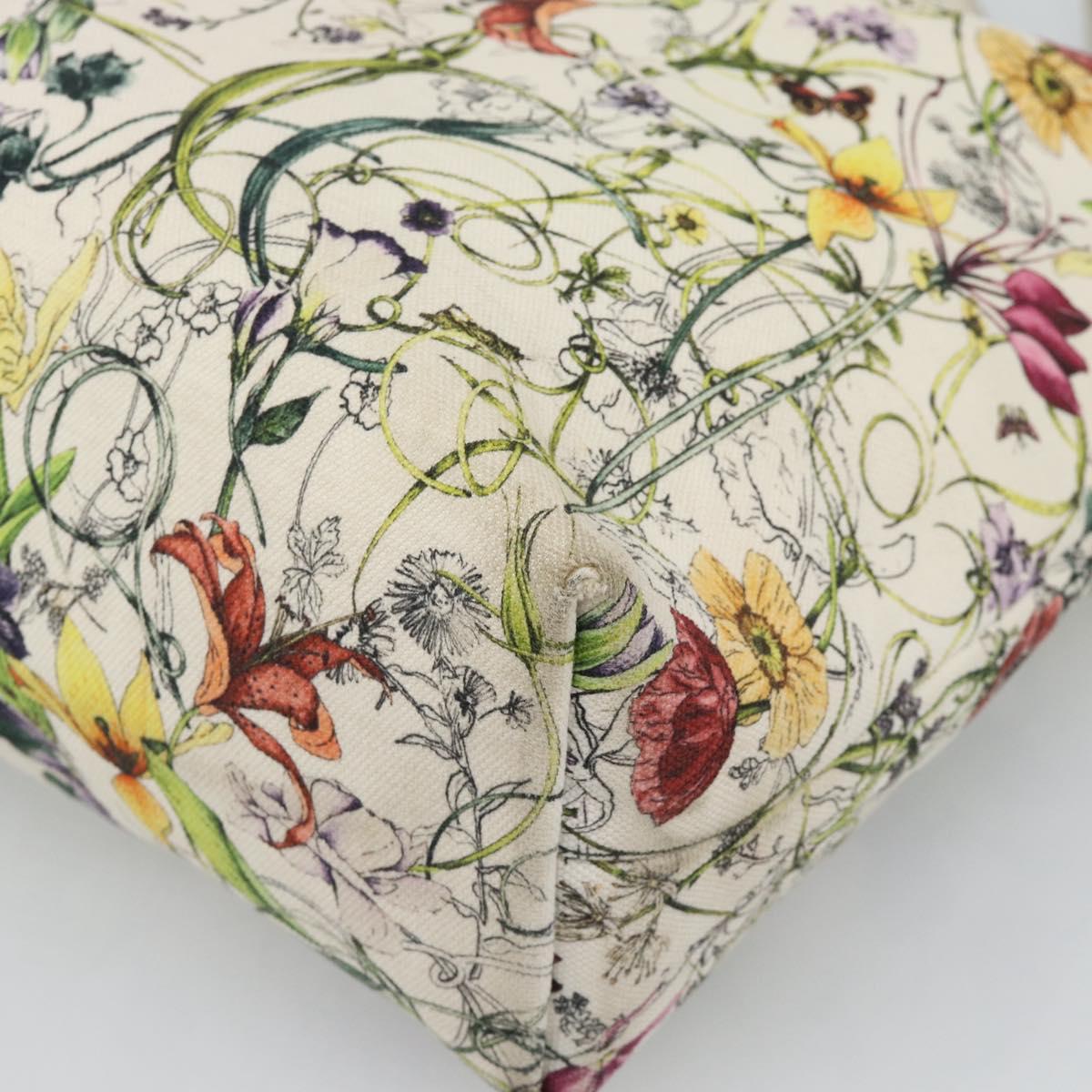 GUCCI Flora Tote Bag Canvas White Multicolor 295252 Auth ep15276