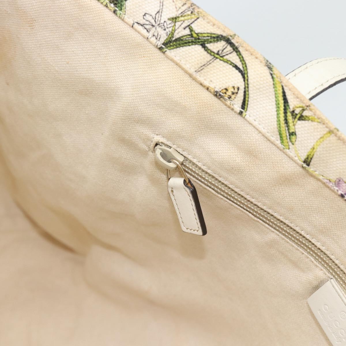 GUCCI Flora Tote Bag Canvas White Multicolor 295252 Auth ep15276