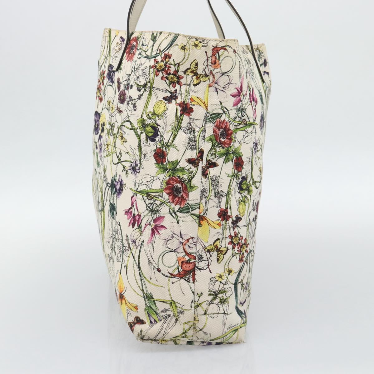 GUCCI Flora Tote Bag Canvas White Multicolor 295252 Auth ep15276