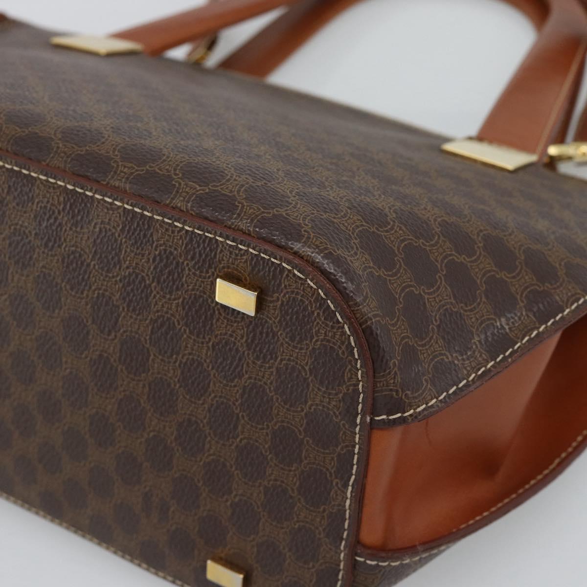 CELINE Macadam Hand Bag PVC Leather 2way Brown Gold Tone Auth ep15277