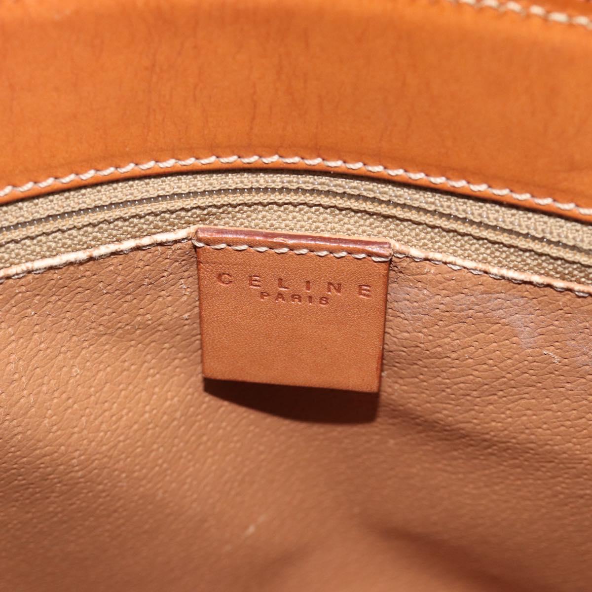 CELINE Macadam Hand Bag PVC Leather 2way Brown Gold Tone Auth ep15277