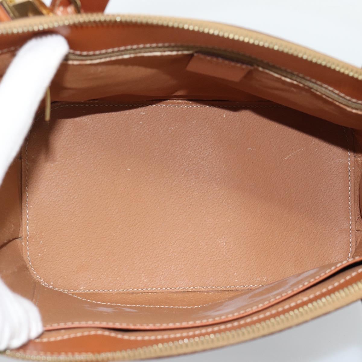 CELINE Macadam Hand Bag PVC Leather 2way Brown Gold Tone Auth ep15277